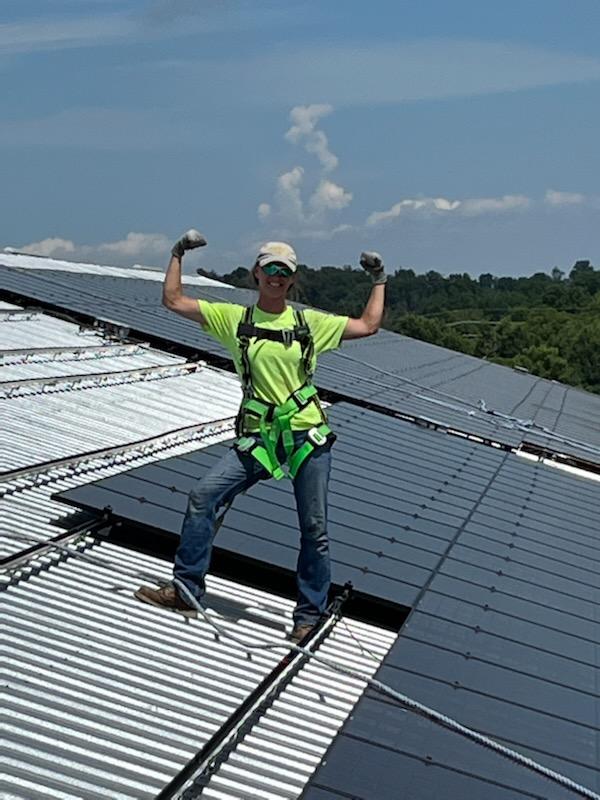 agricultural solar panels worker