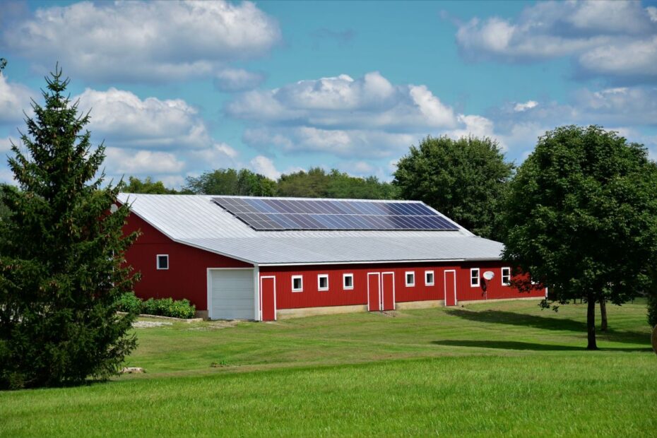 Red barn with solar roof