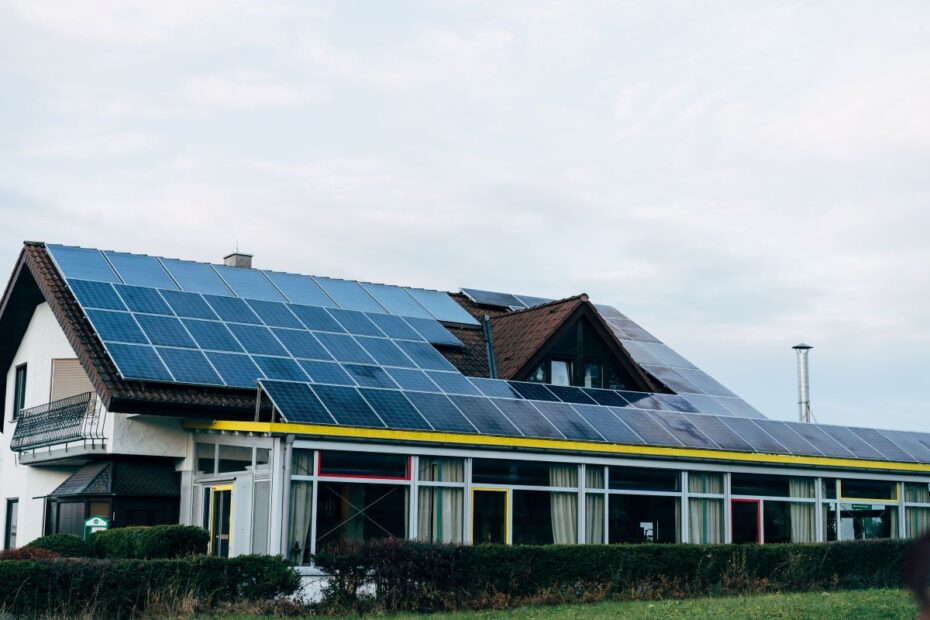 image of home or commercial building rooftop solar panels