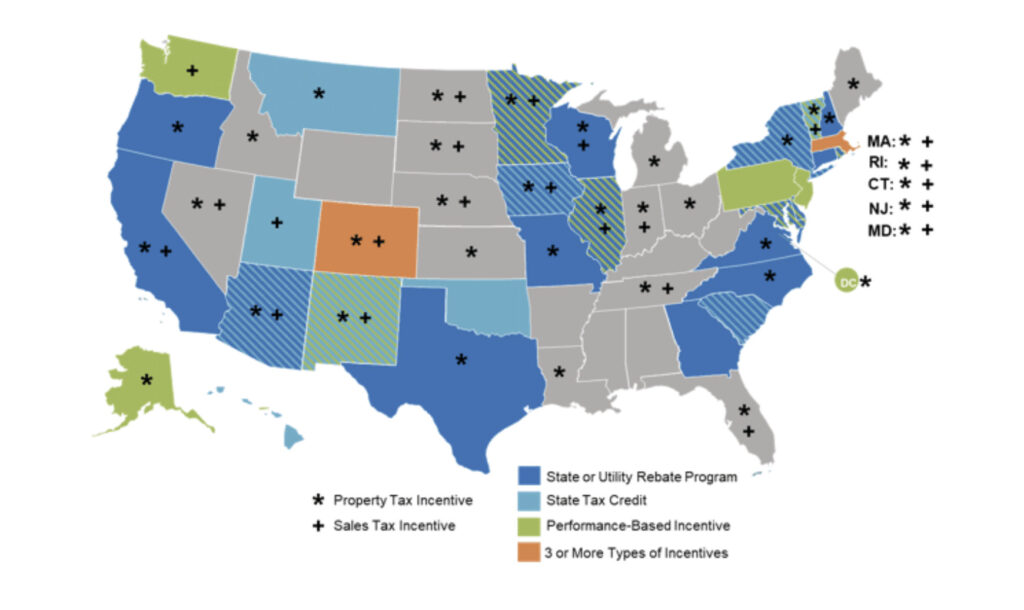 US map of state and local incentives
